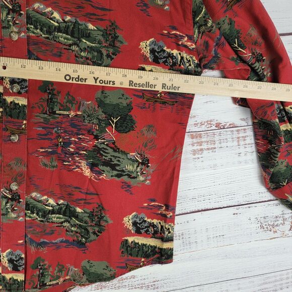 Bushwacker USA Button Up Shirt Womens Size M Dog Hunting All Over Print Red - Picture 4 of 8